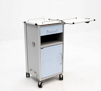 Прикроватная тумба медицинская из HPL-пластика, с выдвижным поворотно-откидным столиком